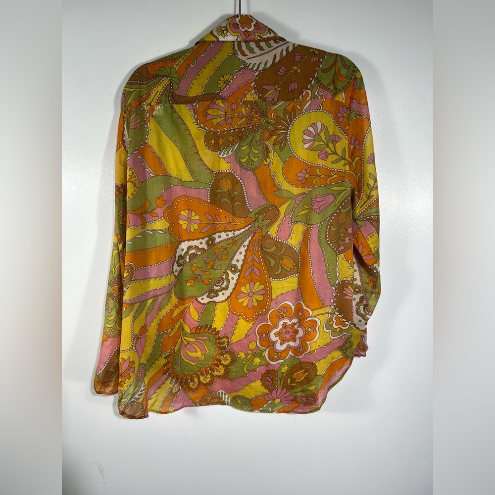 Zara Printed Button Up Cotton Shirt Sz Medium - Picture 11 of 11
